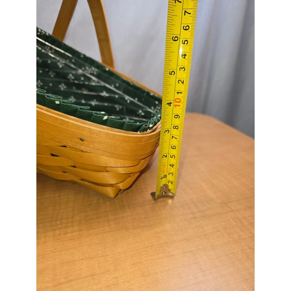 Vintage Longaberger Signed Basket, Liner, Insert, paperwork Slanted Swing Handle